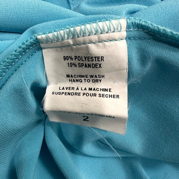 Catherine Brule V-Neck Cross Front Top Turquoise Stretch Size 2 - Picture 5 of 5